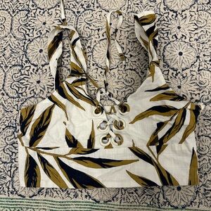 O.A. Tropical Leaf Lace-Up Crop Top 🌿
Size: Small